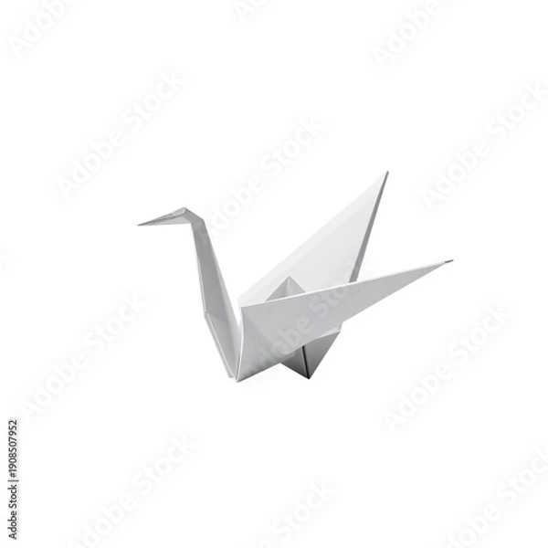 Obraz Origami Crane Made From White Paper Displayed on a Plain Background