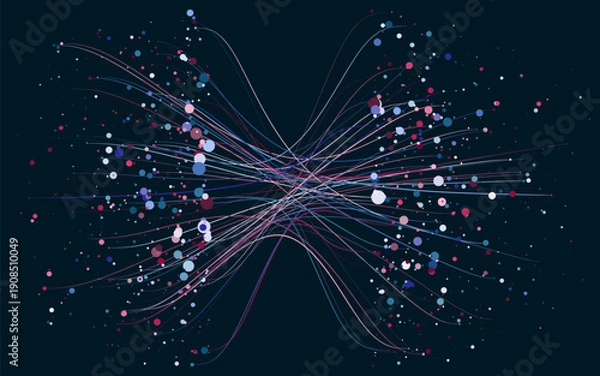 Fototapeta Abstractly arranged dots are connected by lines