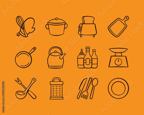 Obraz Kitchen Outline Icon Pack