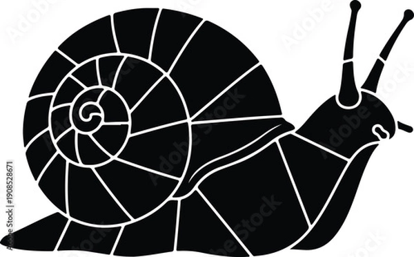 Obraz silhouette stylized snail crawling slowly on white background vector design