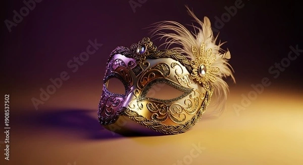 Obraz Ornate masquerade accessory rests dramatically under  lighting with rich colors