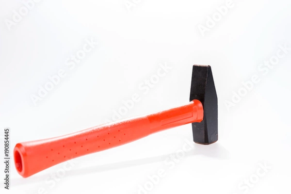 Obraz Red black hammer isolated on white background