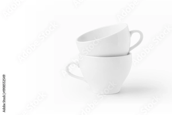 Obraz Two white coffee cups isolated on white background