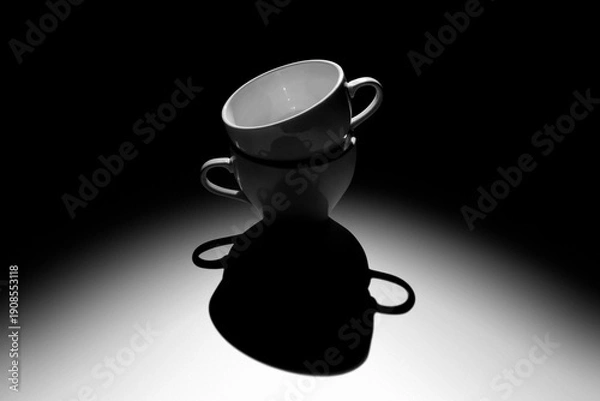 Obraz Black coffee cup lighted with opposite light source