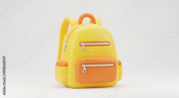 Obraz Yellow and Orange Backpack on White Background.