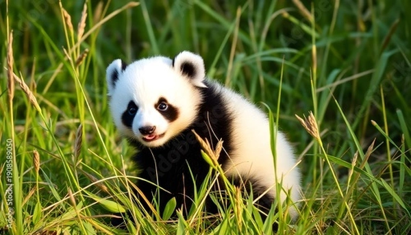 Obraz A Baby Panda in the grass