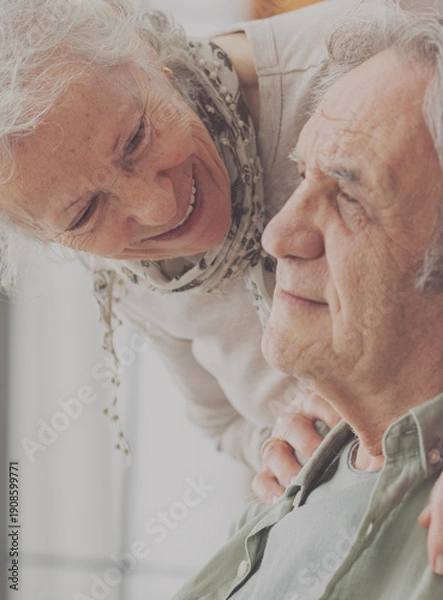 Fototapeta Elderly couple supporting each other