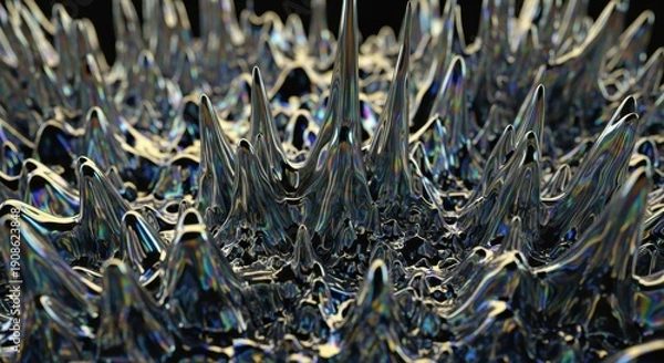 Obraz Abstract Ferromagnetic Fluid Spikes