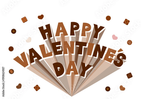 Fototapeta バレンタインデーの飛び出す文字とチョコレート