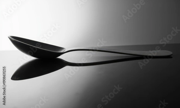 Obraz Distorted Reality: A Metal Spoon and its Reflection
