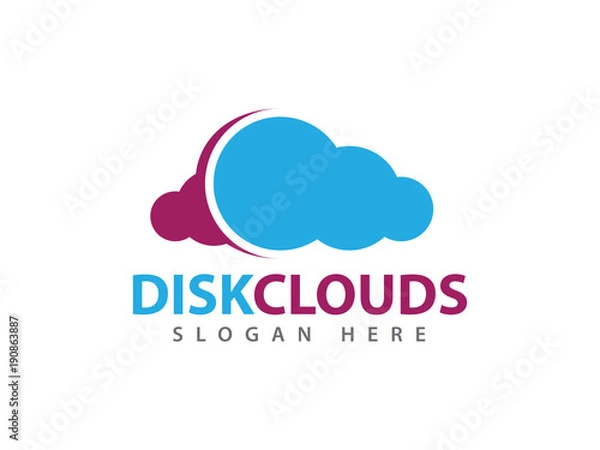 Fototapeta vector disk cloud online cloud storage logo design
