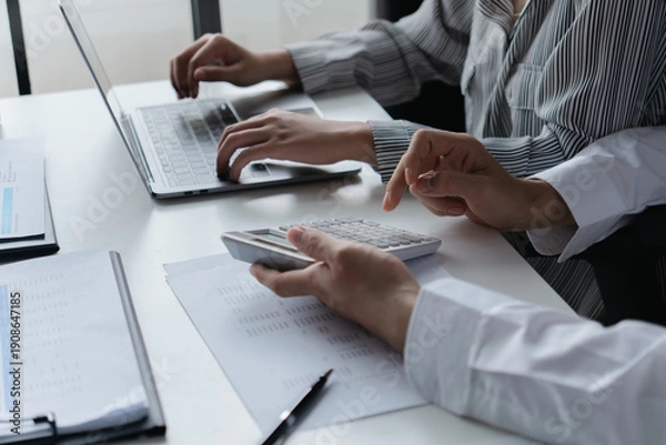 Obraz Accountant assessing numbers in office for precise valuation documents