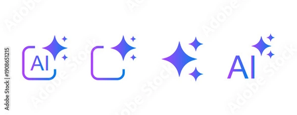 Fototapeta AI Artificial Intelligence Square Logo Outline Icon Set