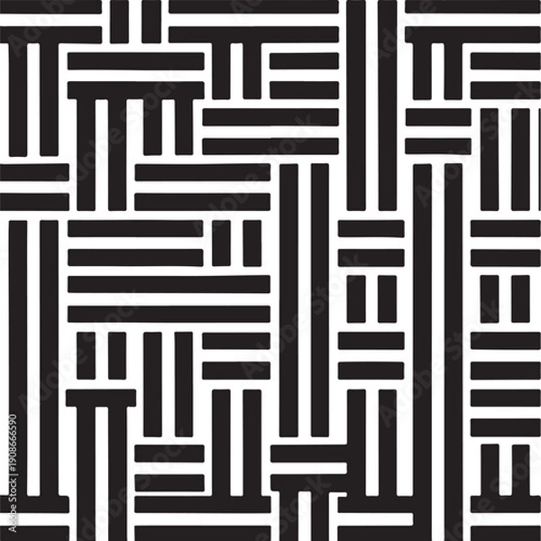 Obraz Abstract black and white geometric pattern with intricate line designs Vector