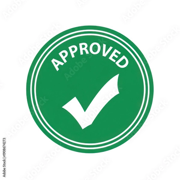Obraz Green approved checkmark seal isolated on transparent background