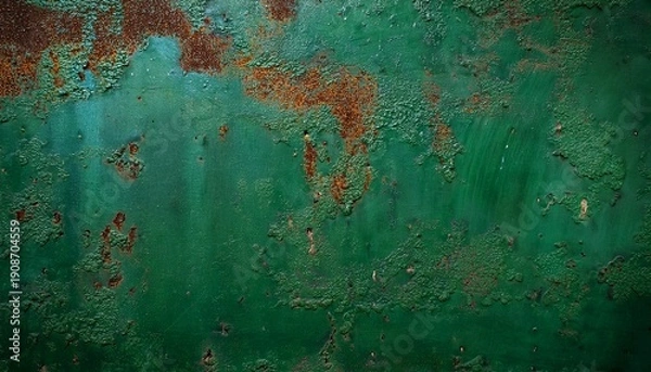 Fototapeta weathered oxidized green copper plate texture background for design projects