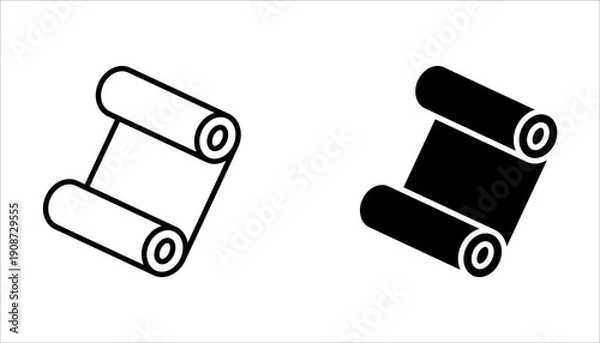 Fototapeta Minimal line scroll and paper icons for user interface