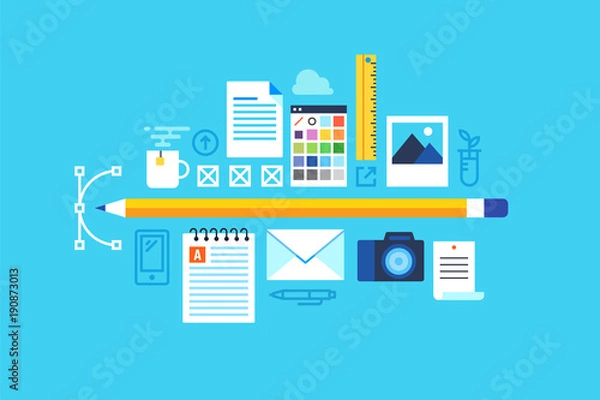 Obraz Creative tools, Digital marketing. Flat design modern vector illustration concept.