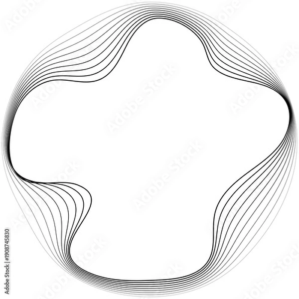 Fototapeta Circles round shape with wavy dynamic line. Frame border gradient