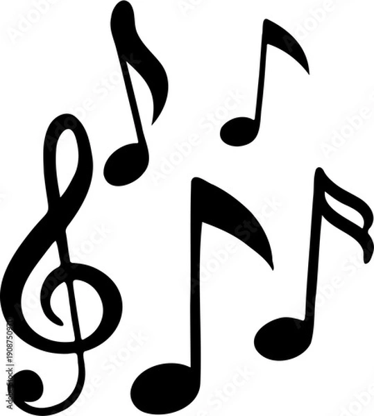 Obraz Black Music Notes Icon Isolated on White Background Vector Illustration