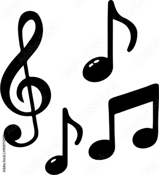 Obraz Black Music Notes Icon Isolated on White Background Vector Illustration