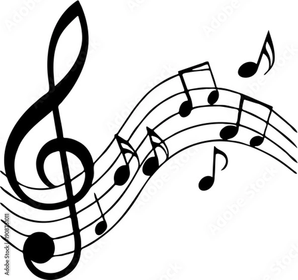 Obraz Black Music Notes Icon Isolated on White Background Vector Illustration