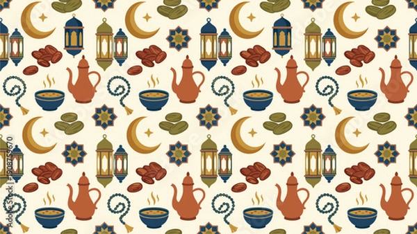 Obraz Islamic Pattern Seamless Background for Ramadan Decor & Festive Designs