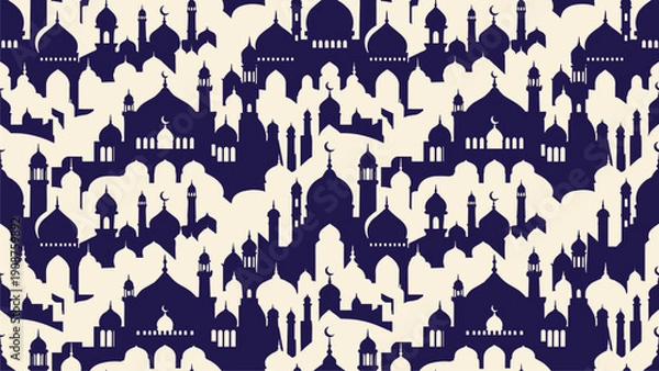 Obraz Islamic Cityscape Pattern Design for Cultural Decor & Fabric Printing