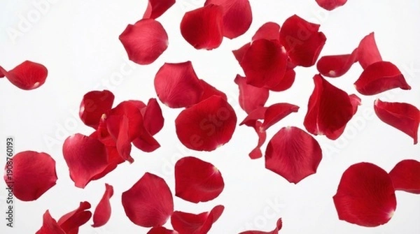 Obraz Falling red rose petals isolated on a white background