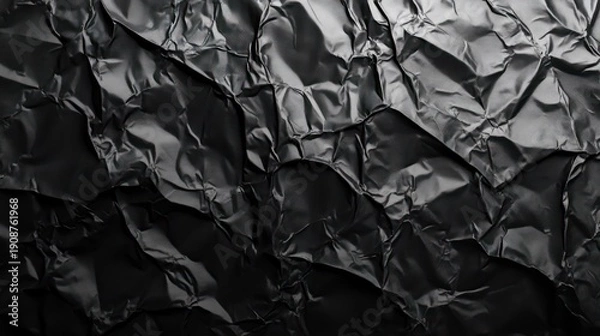 Obraz Abstract Black Crumpled Foil Texture Background.