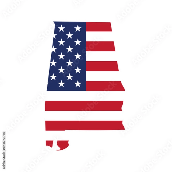 Obraz Alabama map silhouette with American flag