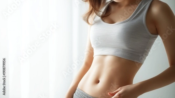 Fototapeta 理想的なお腹をした日本人女性