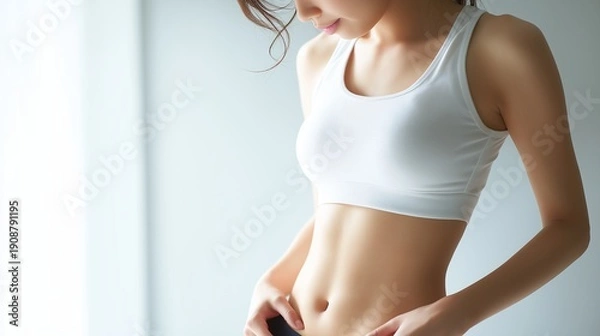 Fototapeta 理想的なお腹をした日本人女性