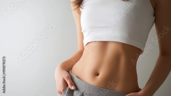 Fototapeta 理想的なお腹をした日本人女性