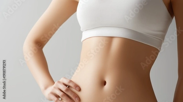 Fototapeta 理想的なお腹をした日本人女性