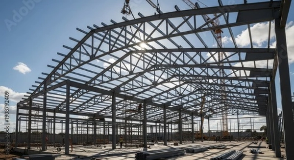 Obraz Industrial Construction Site with Metal Frame.