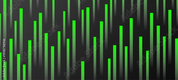 Obraz Abstract Green Vertical Lines on Dark Background.