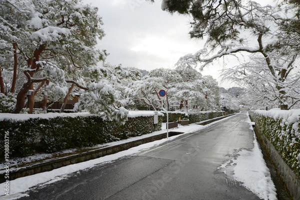 Fototapeta 雪の南禅寺界隈　野村美術館　京都市左京区南禅寺下河原町
