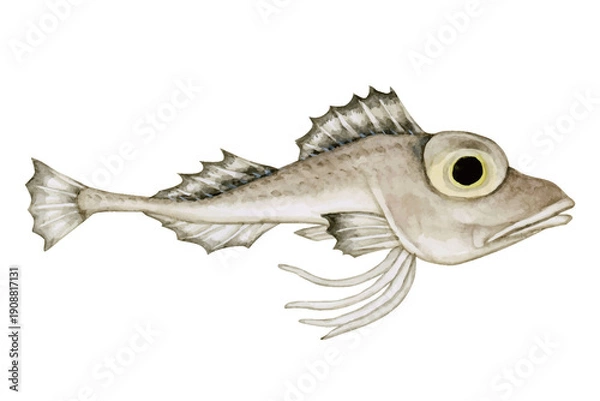 Obraz トリカジカ カジカ　深海魚 深海生物　水彩 イラスト
