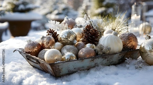 Fototapeta christmas decorations in winter environment