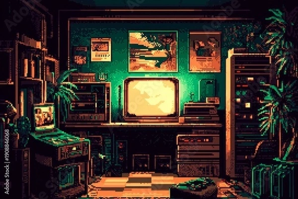 Obraz Retro-inspired game room featuring a console setup.