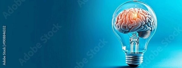 Obraz Visual metaphor for creativity represented by a brain within a bulb.