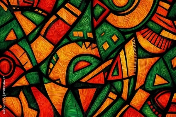 Obraz Vivid African Patterns in Digital Illustration