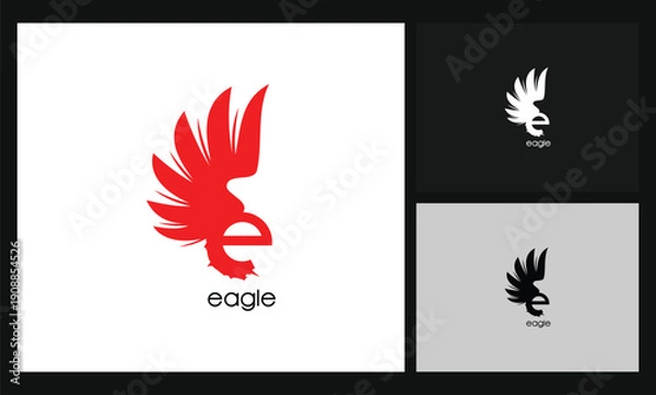 Fototapeta wing letter e business concept design eagle logo