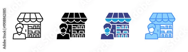 Obraz Retailer icon set multiple style collection