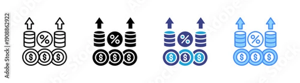 Obraz Profit Margin icon set multiple style collection