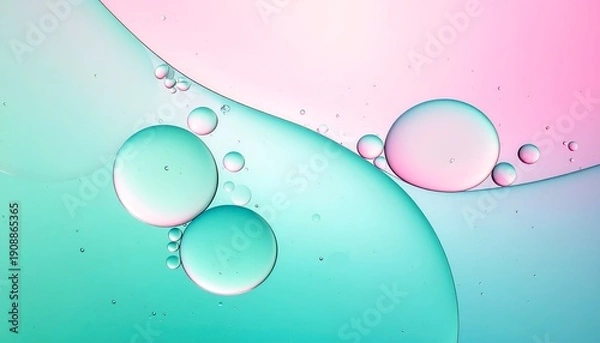 Obraz Translucent, colored liquid spheres float in fluid