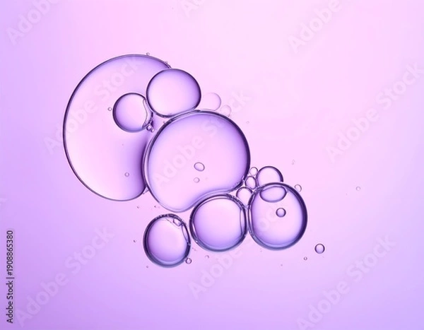 Obraz Gleaming lavender bubbles cluster on a soft, smooth gradient background