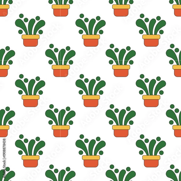 Obraz Design pattern cactus pot repeat unique abstract with white background