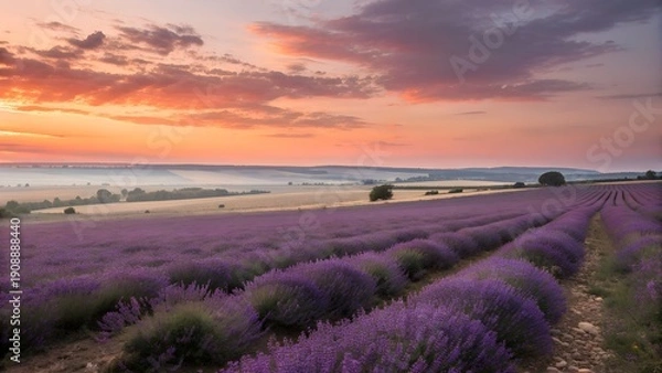 Obraz lavender field at sunset